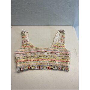 NBD Revolve Textured sleeveless boucle Rainbow Crop Top size S‎